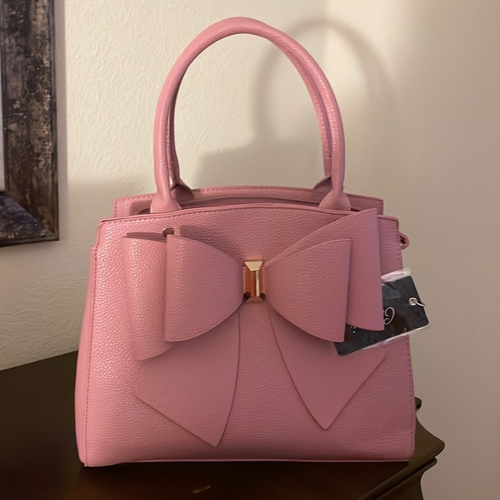 Crossi New York Blush Pink Bow Vegan Leather Handbag